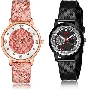 NEUTRON Tread Analog Pink and Grey Color Dial Women Watch - GM363-(26-L-10) (Pack of 2)