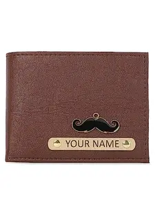 Flagbearer M Initial Men Formal Cherry Artificial Leather Customized Wallet for Men with Charms, Personalized Name Wallet, Best Birthday Gifts for Men