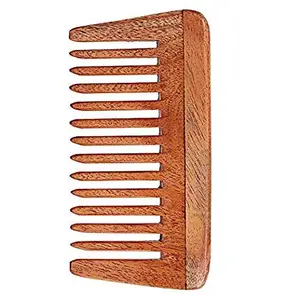 AMP CREATIONS Kacchi Neem Comb, Wooden Comb | Hair Growth, Hairfall, Dandruff Control | Hair Straightening, Frizz Control | Comb for Men, Women | Treated with Neem Oil, Bhringraj & 17 Herbs