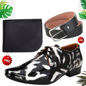 Vitoria PU Formal/Party Shoes Combo with Free Wallet & Belt for Men & Boys | Stylish & Comfortable | Ideal for Office, Parties, Casual Outings Special Occasions(Multicolor)(Size: 9UK) 274_AXR-TC-101