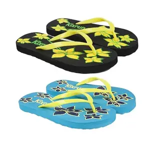 KIXRUN Ladies Slippers | Soft chappal for women | Comfortable women's slipper Designer Hawai Slipper for Women Pack of 2
