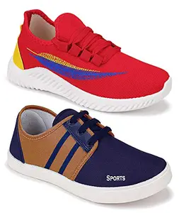 Axter Multicolor Men's Casual Sports Running Shoes 10 UK (Pack of 2 Pair) (2A)_9287-5014