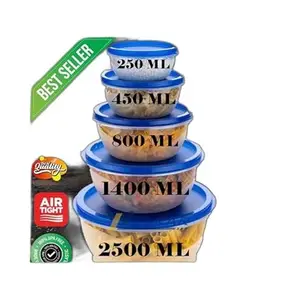 Kitchen Container |250+450+800+1400+2500 ml| Stackable Refrigerator Organizer for Fresh Food Storage | BPA-Free Kitchen Solution|Design - 8054 for Home and Kitchen