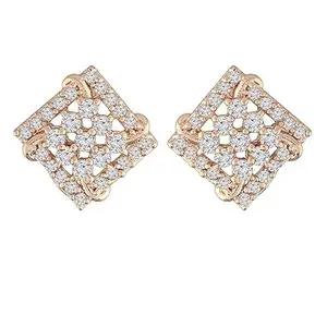 I Jewels Stylish Latest Fashion Rose Gold Plated Cubic Zirconia American Diamoand Mother's Day Special Square Shape Stud Earrings For Women (E2887)