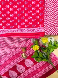 Women's Cotton Printed Unstitched Salwar Suit Dress Material (US-Light Pink-03)