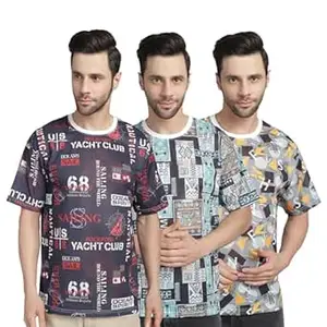 Mack Jonney Solid Oversized Fit Round Neck Cotton Half Sleeves Tshirt for Men(Pack of 3)-MACK634991