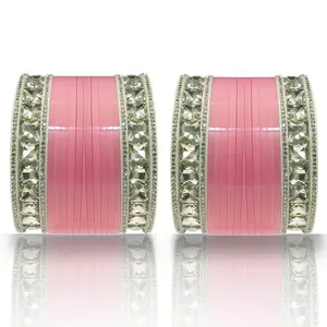 BANGLESKART Bridal Punjabi Chuda Bangle Set for Women (Set of 1) - Pink Color Bangles