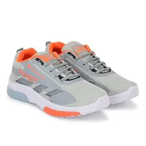 Genial Stylish Grey Orange Synthetic Leather Sports Shoes for Men - P-16615879-UK9