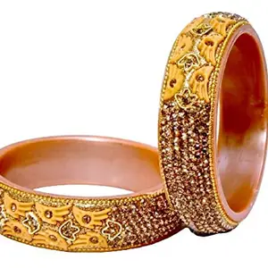 Traditional seep bangles Fancy Jewellery Designer Casual Party Gold Plated Set of 2 Kada Bangles for Women