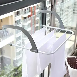 RK BROTHERS GROUP Metal Adjustable Cloth Drying Stand Rack Balcony Window Hanging Cloth Hanger Laundry Organizer Shelf Wall Cloth Dryer Stand