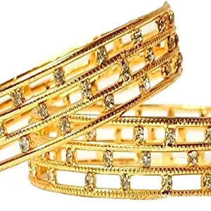 V FASHION JEWELLERY GOLD PLATED STONE BANGLES Traditional Bangles Original Gold Look Bangles for Women and Girls