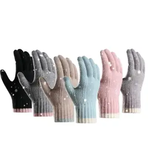 Winter Gloves for Women Cold Weather with Touch Screen Chenille Knit Thermal Warm Gloves Gifts