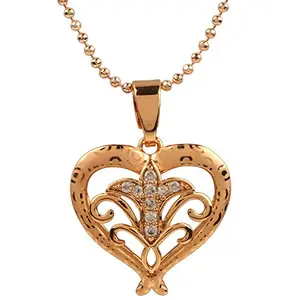 Ananth Jewels Heart Shaped Rose Gold Plated Pendant Necklace for Women