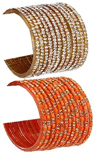 Colorful Glass Bangles/Kada Set Combo Ornamented with Colourful Chips & Beads_Bridal1819 (AkBang2-AXZ1.c_bang)
