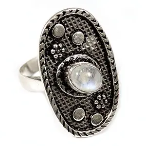 Rainbow Moonstone Gemstone Silver Plated Ring 18 Handmade Jewelry GRAM-26