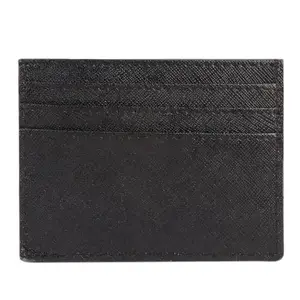 Dezire Crafts Genuine Leather Slim Card Holder Wallet | Unisex Minimalist Design | 6 Card Slots & Currency Pocket | Ultra Slim Front Pocket Wallet for Men & Women (Z Black)