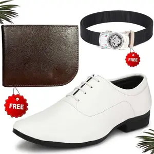 Latest Trendy Formal Shoes/Party Shoes/Shoes Combo with Free Wallet & Belt for Men and Boys (BAZAAR3031_TCC-BR-1006) Multicolor