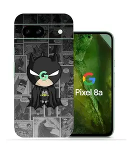 OggyBaba Comic Batman Pixel 8A 5g 5g Mobile Back Skin Rear Screen Guard Protector Film Wrap (Coverage - Back+Camera+Sides)