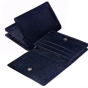 ABYS Genuine Leather RFID Protected Blue Business Card Holder for Men and Women
