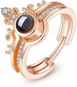 Men Valentine Smart Temperature Combo Ring Silver & Black (IR5381)