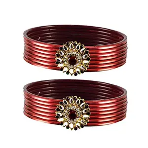 MAYA FASHION Maroon Stone Brass Bangle Elegant Extra Large Size Bangle | Perfect Fit for Plus Size banglesTrendy and Comfortable Fit for woman and girls | (Sku-ban1981)