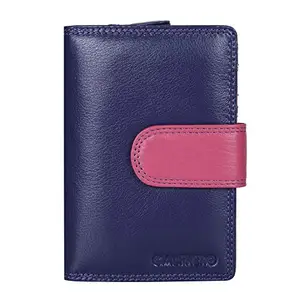 Calfnero Women's Genuine Leather Wallet-Long Purse Wallet with Multiple Card Slots, Zip Pocket and Note Compartment (Blue Multi)
