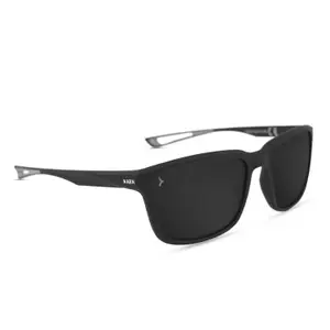 Visit the Eyewearlabs Store Eyewearlabs KAEN | Polarized Full Rim Sports Rectangular Branded Stylish Sunglasses For Men & Women | 100% UV Protection Shades | Cricket Sports Cycling Driving | Black Lens | Medium