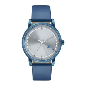 Visit the Fastrack Store Fastrack Style Up Quartz Analog Silver Dial Blue Leather Strap Watch for Guys - NT3278QL01