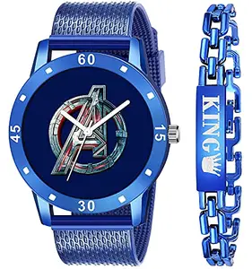 XFORIA Blue Dial Avengers Watch for Boys Bracelet Analog Watches for Men Combo
