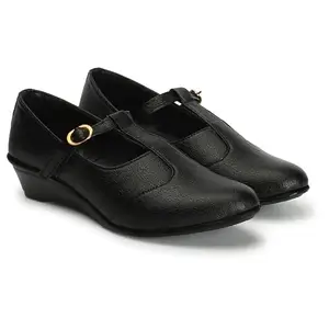 FURIOZZ Women Stylish Formal Flat Heel Slip On Bellies T38-Black-40