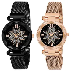 FROZIL Black Gold Dial Combo Magnetic Watches for Girls(S-473-476)