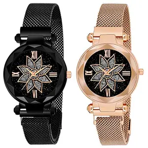 The Shopoholic Analogue Black Dial Magnetic Watch for Women