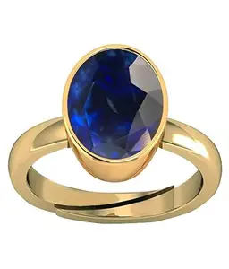 Gemscom 9.25 Ratti / 8.00 Carat Certified Natural Blue Sapphire/Neelam Ring (Nilam/Neelam Ring) panchdhatu Adjustable Ring for Men and Women