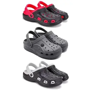 WINGSCRAFT-Lightweight Classic Clogs || Sandals with Slider Adjustable Back Strap for Men-Combo(3)-3017-3097-3018-7 Black