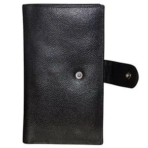 Style98 Shoes Black Traveller Genuine Leather Credit Card Holder and Passport Holder Cum Organiser Wallet for Men and Women -33852IA2