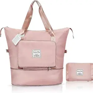 Ucancart Foldable Travel Duffel Bag Expandable Large Capacity Travel Handbag Waterproof (Pink)