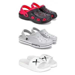 DRACKFOOT-Lightweight Classic Clogs || Sandals with Slider Adjustable Back Strap for Men-Combo(GF)-3017-3067-3029-7 White