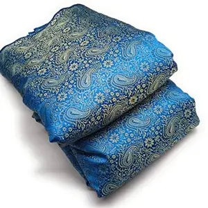 Women/Girls Ethnic Unstitched Blend Cotton Jacquard Soft Fabric/Cloth/Dress Material for Suit, Kurti, Blouse, Lehnga, Skirt, Sherwani etc (Turquoise, 1 Meter)