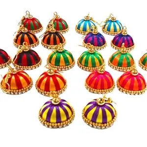Pranaam product women's silk thread jumkis (mix color) (tara)