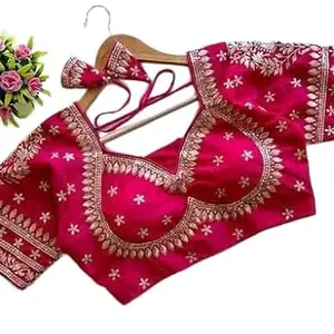 Stylish Neck Blouse for Weddings Design No blouse94_Free Size Pink