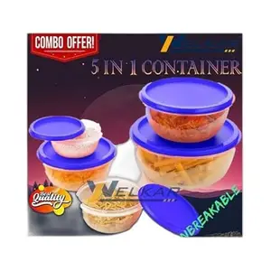 Kitchen Container |250+450+800+1400+2500 ml| Stackable Refrigerator Organizer for Fresh Food Storage | BPA-Free Kitchen Solution Transparent food storage Stackable frid|design - 483for home