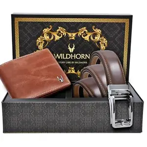 WildHorn® Premium Leather Wallet & Premium Auto Lock Belt for Men | Combo Gift Set for Men | Ideal for Birthday, Anniversary & Festive Gifting