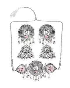 Elegant Light Pink Flower Peacock Choker for Women – Stylish Fashion Jewelry for Every Occasion