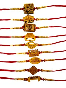 Avanti Creations Multicolor Combo of 9 Wooden Swag Fancy Rakhi For Brother Trending Rakhi For Brother With Roli Chawal