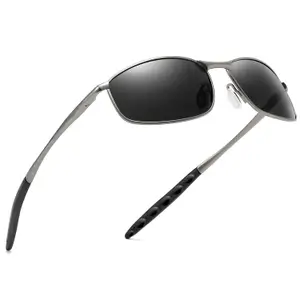 Visit the SUNGAIT Store SUNGAIT Mens Narrow Polarized Sunglasses Metal Frame Small Rectangle Retro Durable UV400 Protection