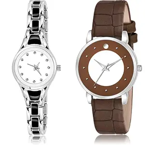 NEUTRON Fashion Analog White and Brown Color Dial Women Watch - G594-GM338 (Pack of 2)