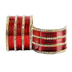 MAYA FASHION Maroon Stone Brass Bangle Elegant Extra Large Size Bangle | Perfect Fit for Plus Size banglesTrendy and Comfortable Fit for woman and girls | (Sku-ban1544)
