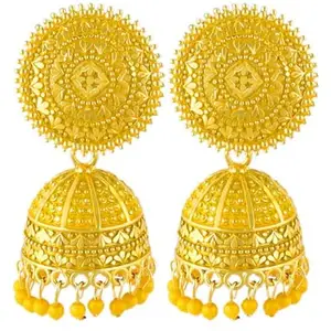 DK COLLECTIONS Earring Jhumka for Women can be wear at wedding and functions and all fastivals (Yellow)
