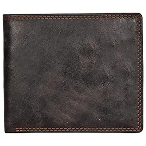 Leatherman Fashion LMN Men Casual Dark Brown Genuine Leather Regular Size Wallet (6 Card Slots)