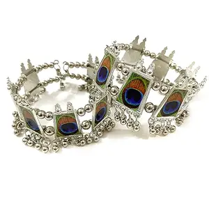 Ushaworks Oxidised Peacock Design Bracelet Bangle for women & Girls (Pack of 2)